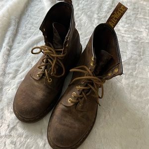 Dr. Martens Leather Lace Up Boots in Dark Brown